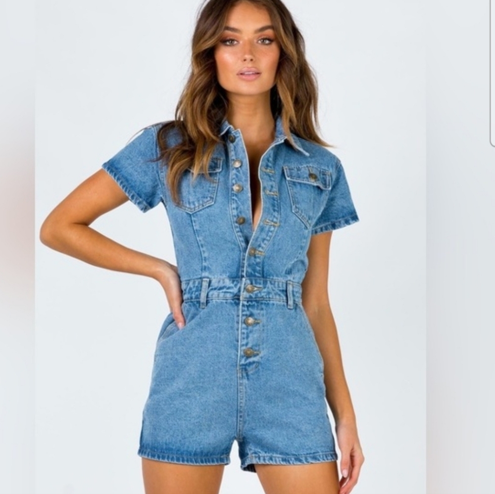 Lioness U Know What's Up Denim Romper